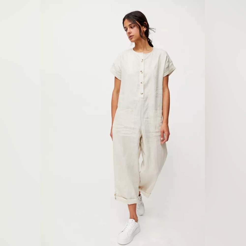 Urban Outfitters linen short sleeve jumpsuit